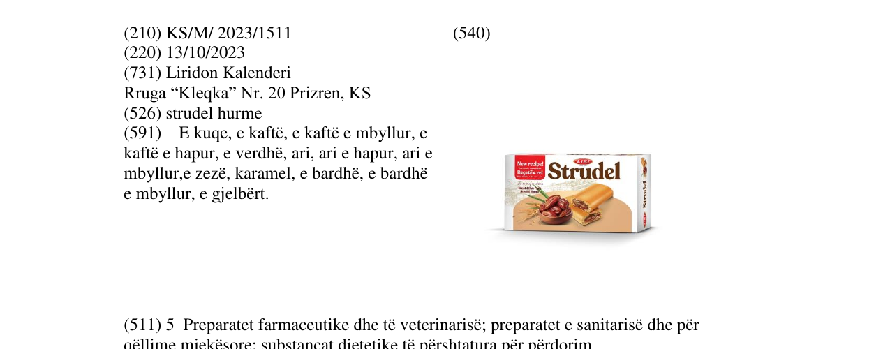 Zëri i markës strudel hurme në buletin