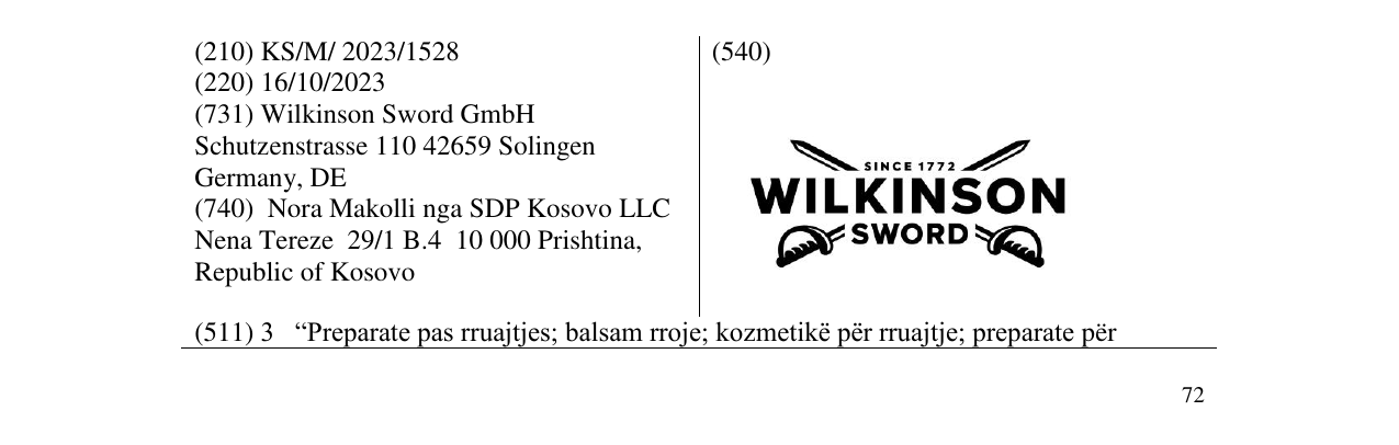 Zëri i markës wilkinson sword në buletin