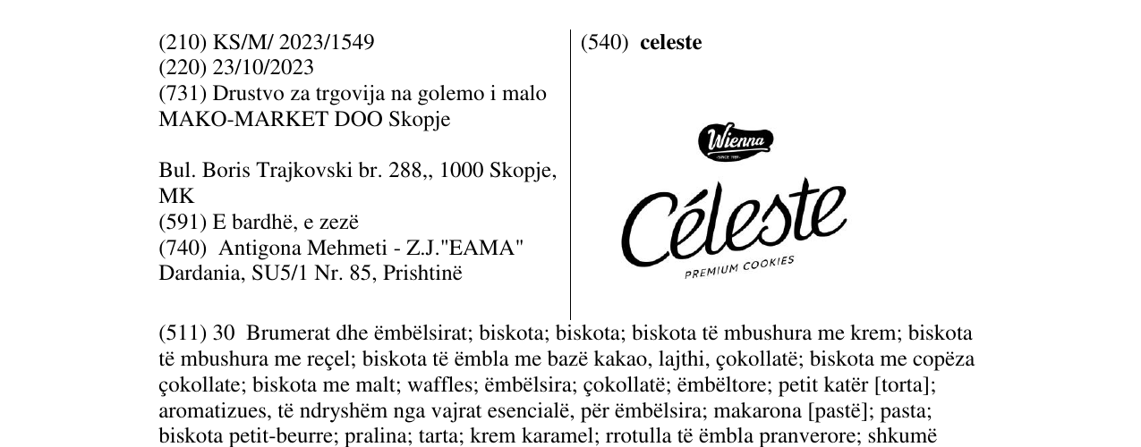 Zëri i markës celeste në buletin