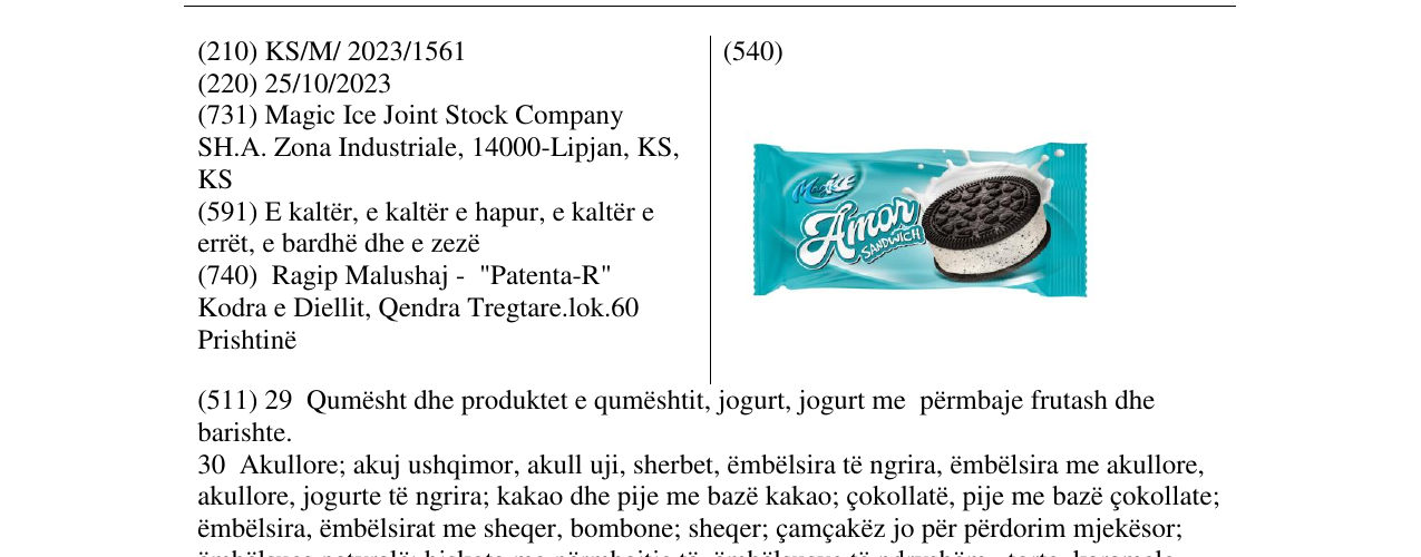 Zëri i markës MAGIC AMAR në buletin