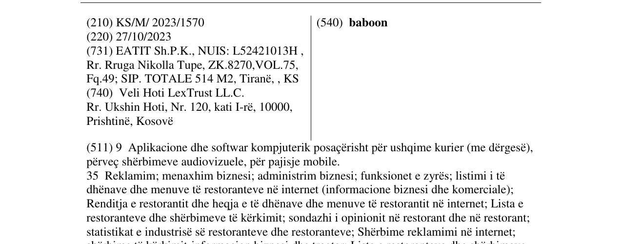Zëri i markës baboon në buletin