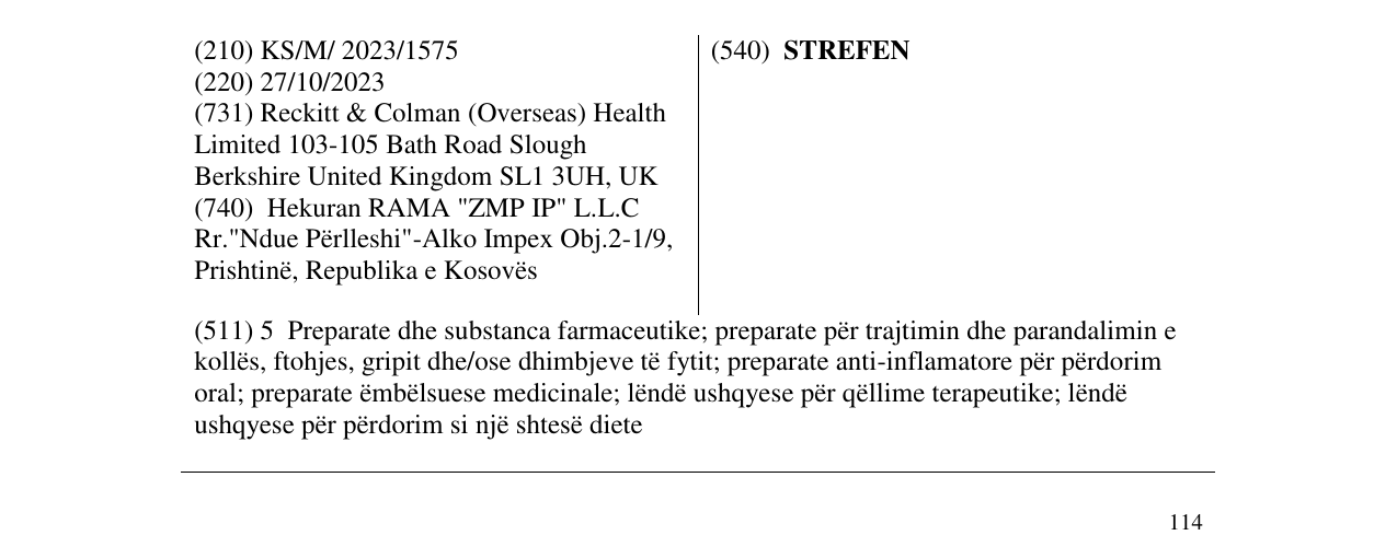 Zëri i markës STREFEN në buletin