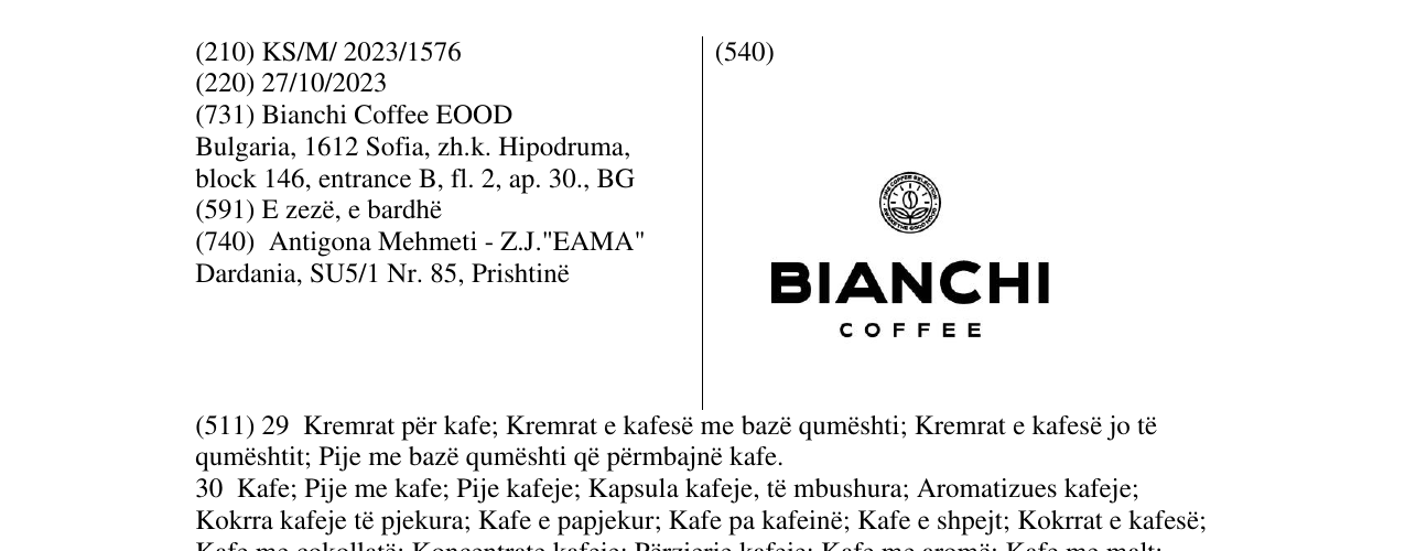 Zëri i markës BIANCHI në buletin