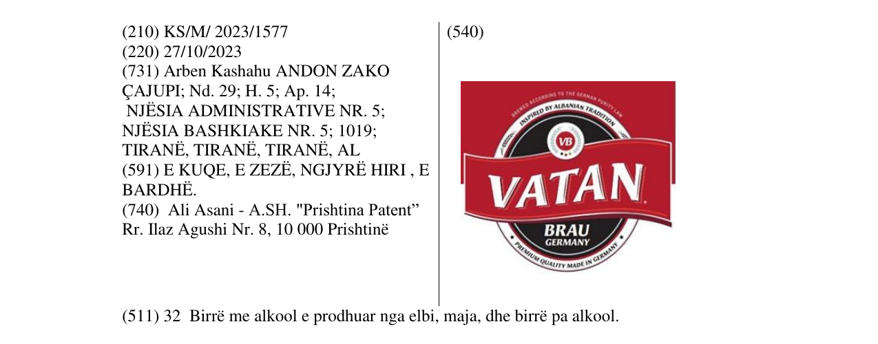 Zëri i markës VATAN në buletin