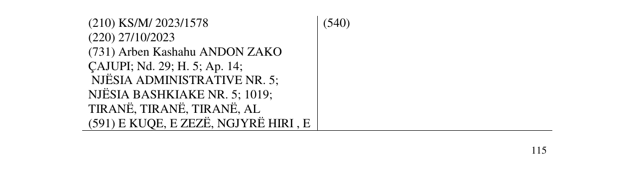 Zëri i markës VATAN në buletin