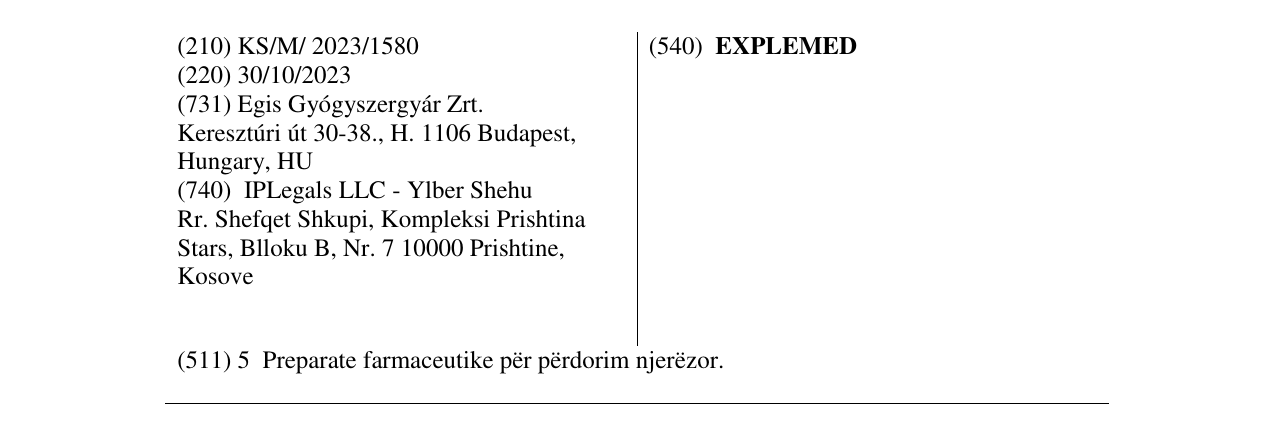 Zëri i markës EXPLEMED në buletin
