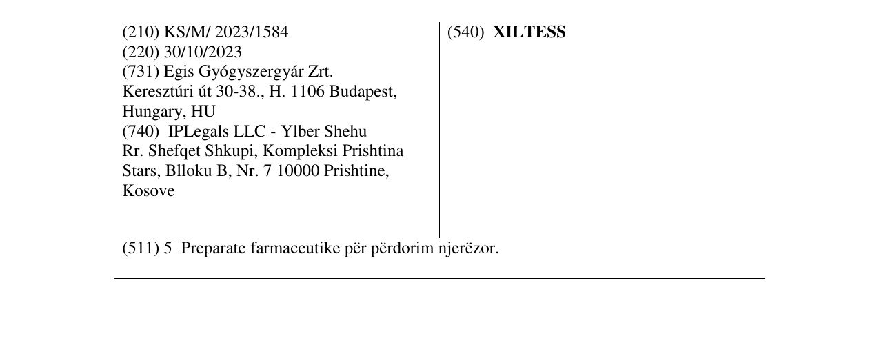 Zëri i markës XILTESS në buletin