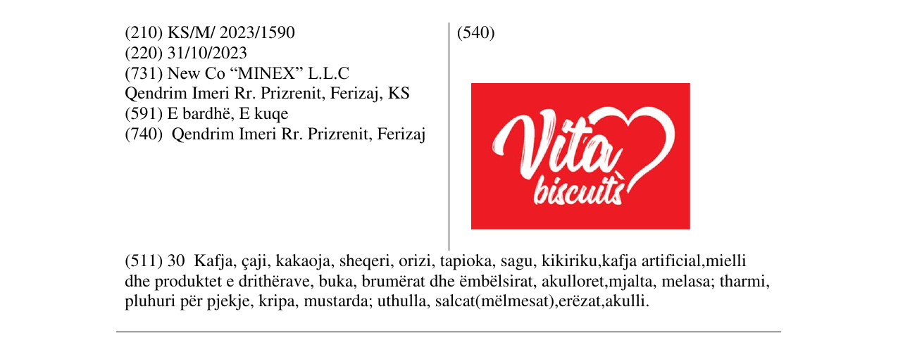 Zëri i markës vita biscuits në buletin