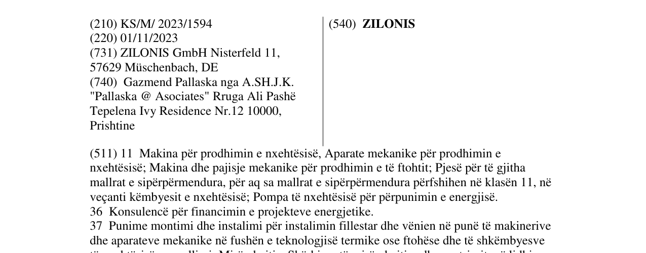 Zëri i markës ZILONIS në buletin
