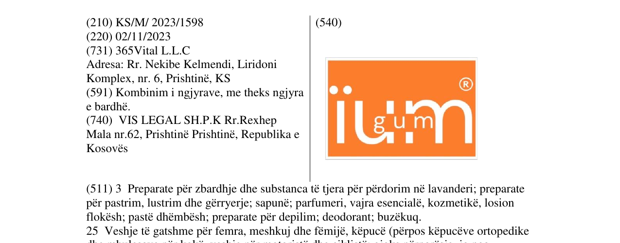 Zëri i markës IUMGUM në buletin