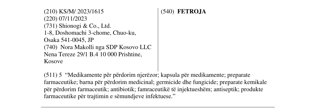 Zëri i markës FETROJA në buletin