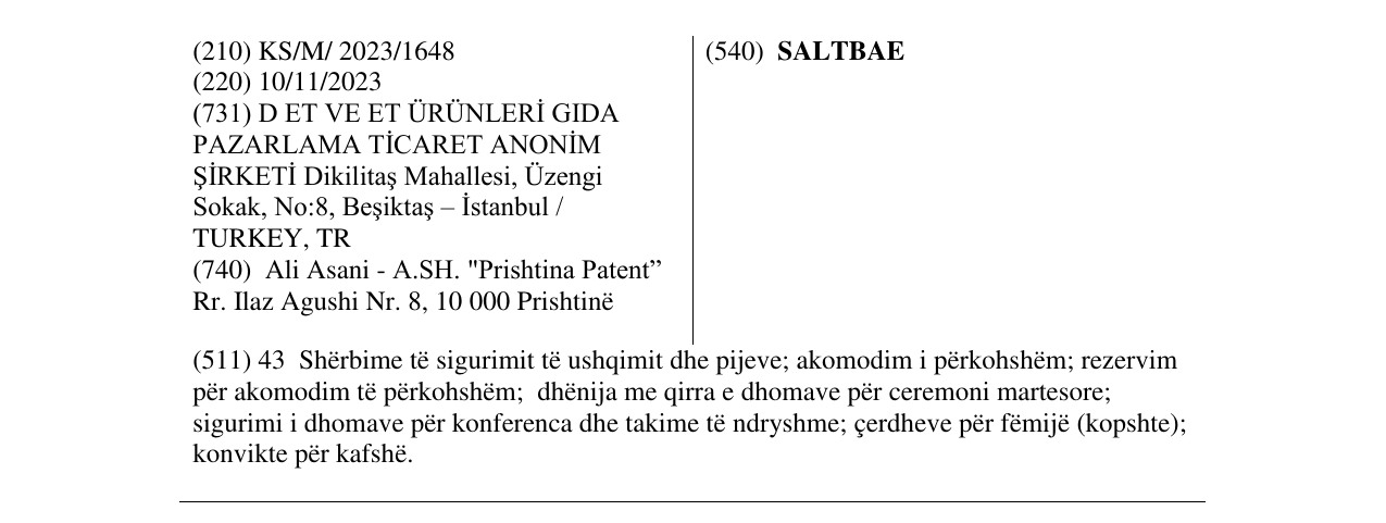 Zëri i markës SALTBAE në buletin