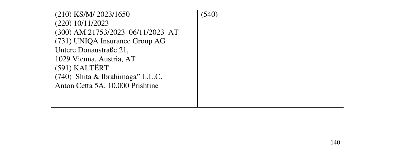 The entry of the trademark UNIQA in the bulletin