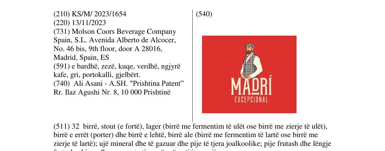 Zëri i markës Madri në buletin