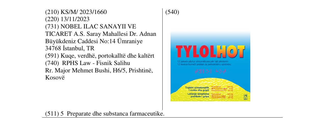 Zëri i markës TYLOLHOT në buletin