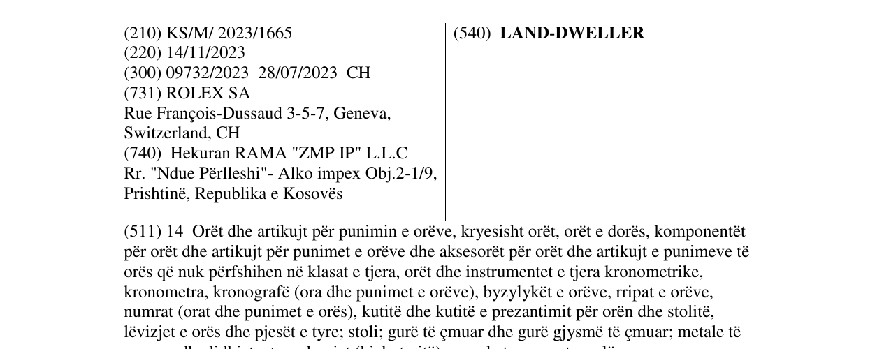 Zëri i markës LAND-DWELLER në buletin