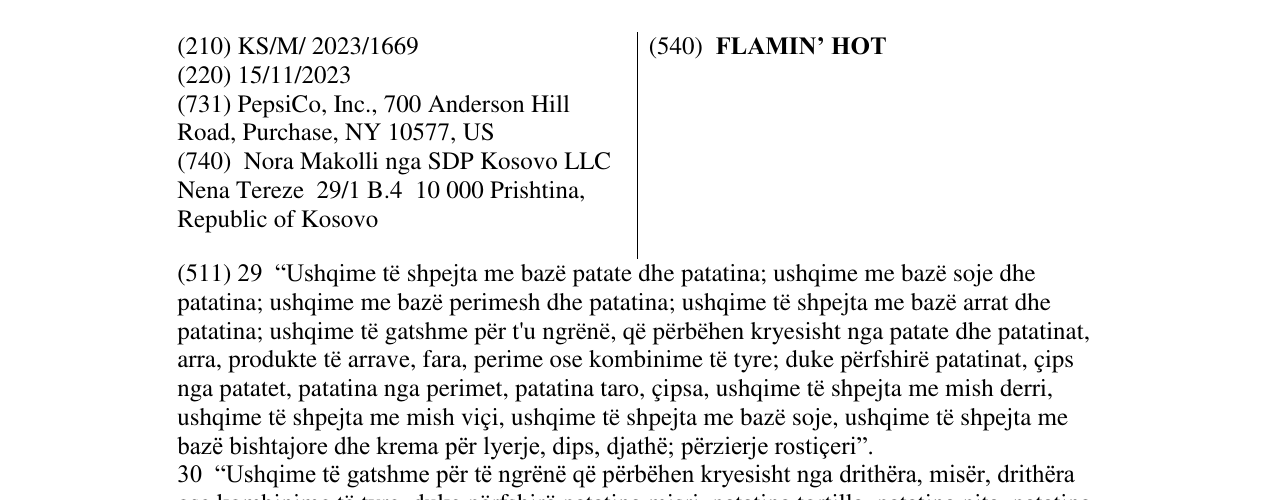 Zëri i markës FLAMIN’ HOT në buletin