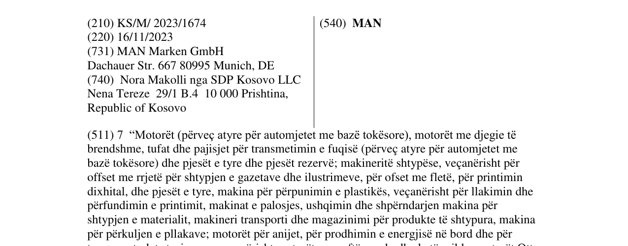Zëri i markës MAN në buletin