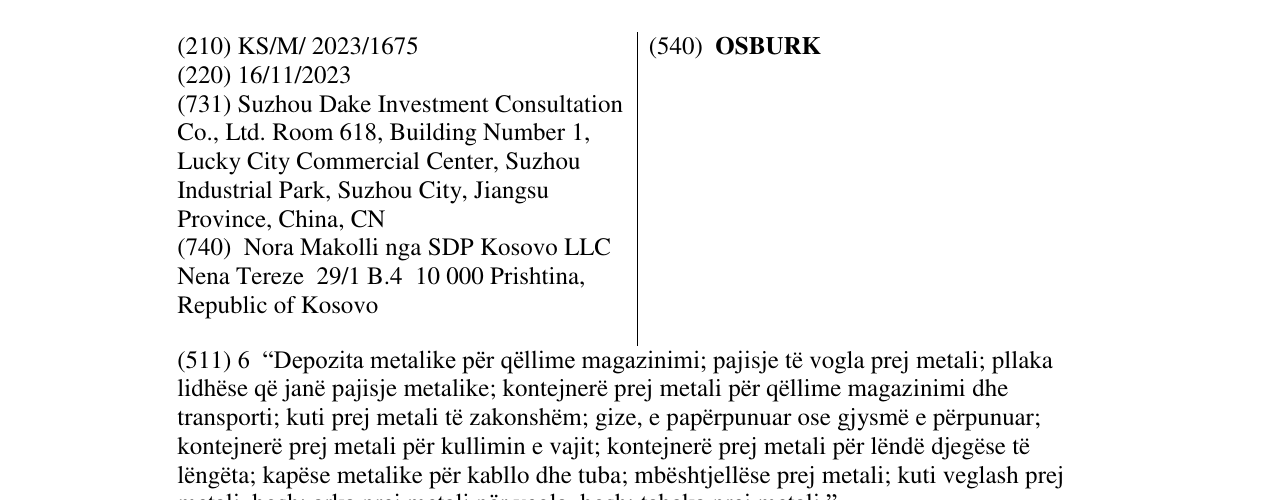 Zëri i markës OSBURK në buletin