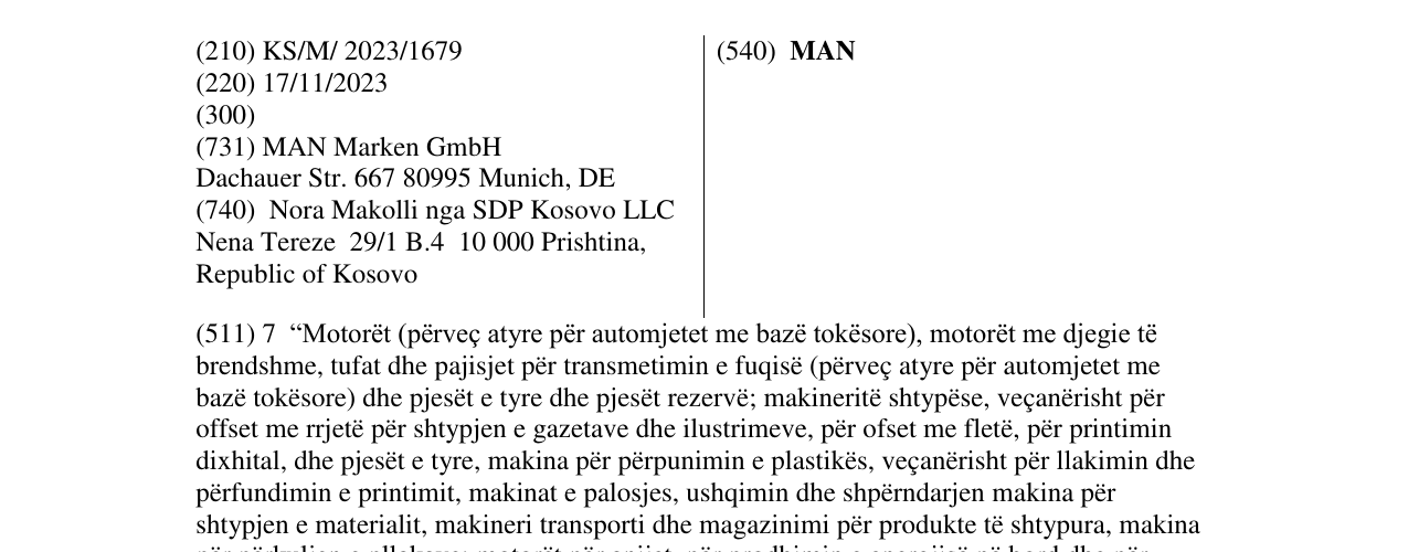 Zëri i markës MAN në buletin