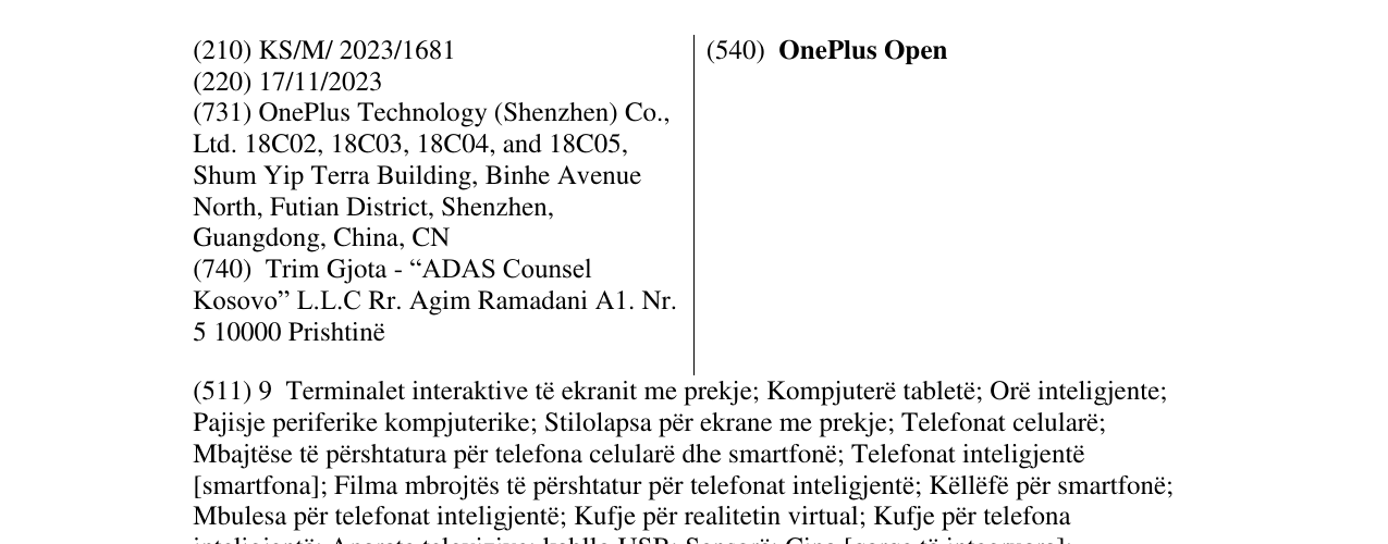Zëri i markës OnePlus Open në buletin