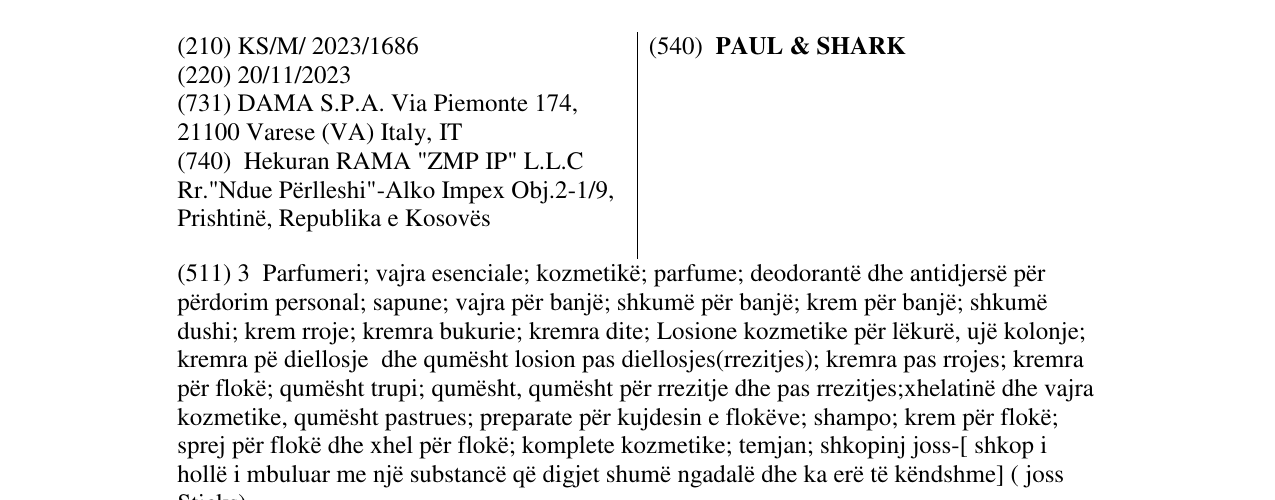 Zëri i markës PAUL & SHARK në buletin