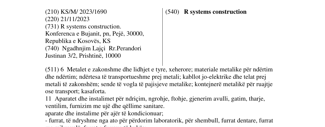 Zëri i markës R systems construction në buletin