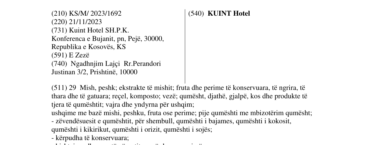 Zëri i markës KUINT Hotel në buletin