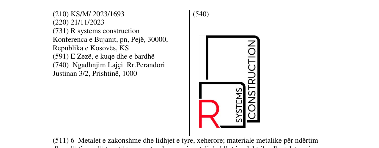 Zëri i markës R SYSTEM CONSTRUCTION në buletin