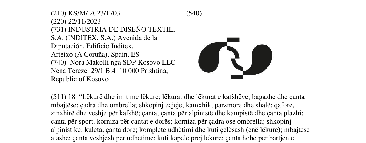 Zëri i markës device inditex në buletin