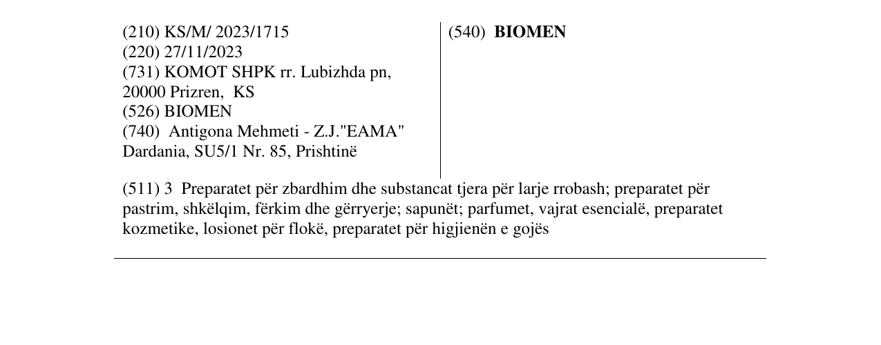 Zëri i markës BIOMEN në buletin