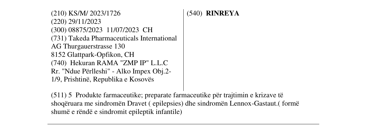 Zëri i markës RINREYA në buletin