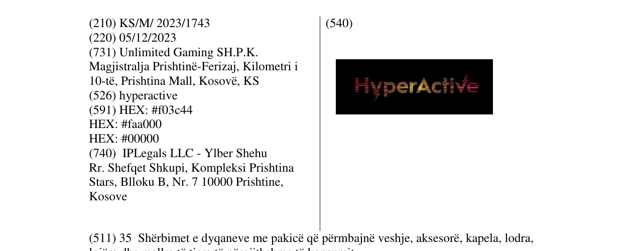 Zëri i markës HyperActive në buletin