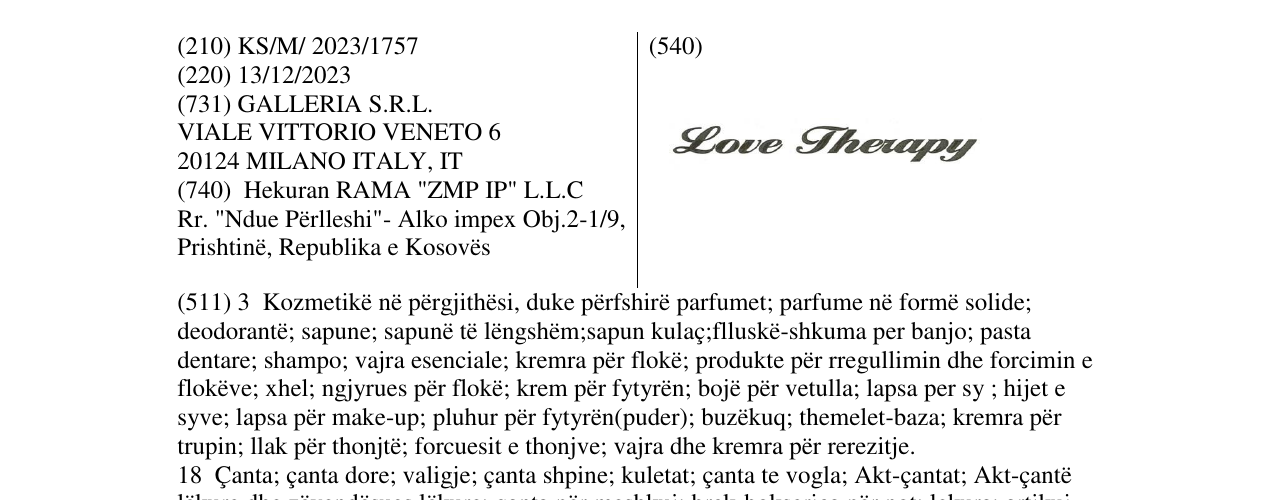 Zëri i markës Love Therapy në buletin