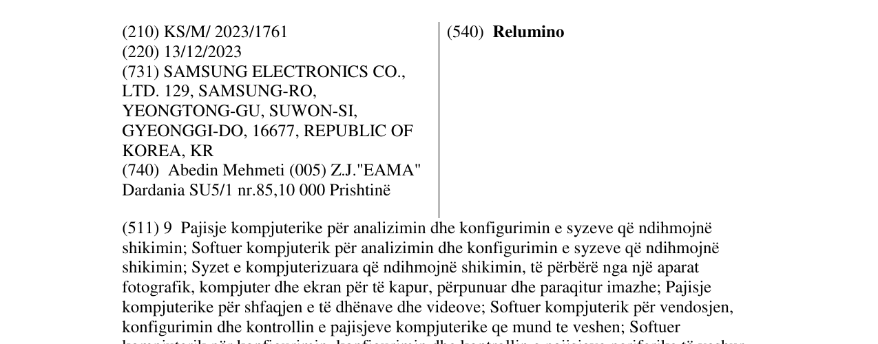 Zëri i markës Relumino në buletin