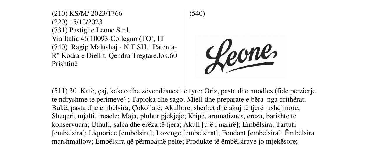 Zëri i markës LEONE në buletin