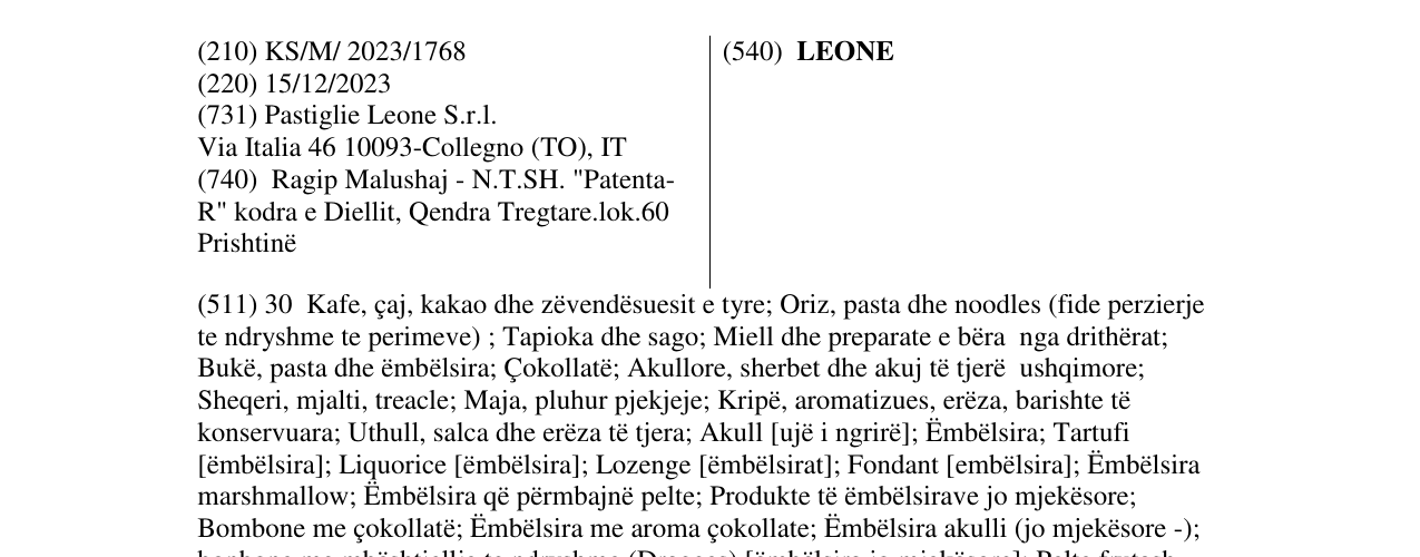 Zëri i markës LEONE në buletin