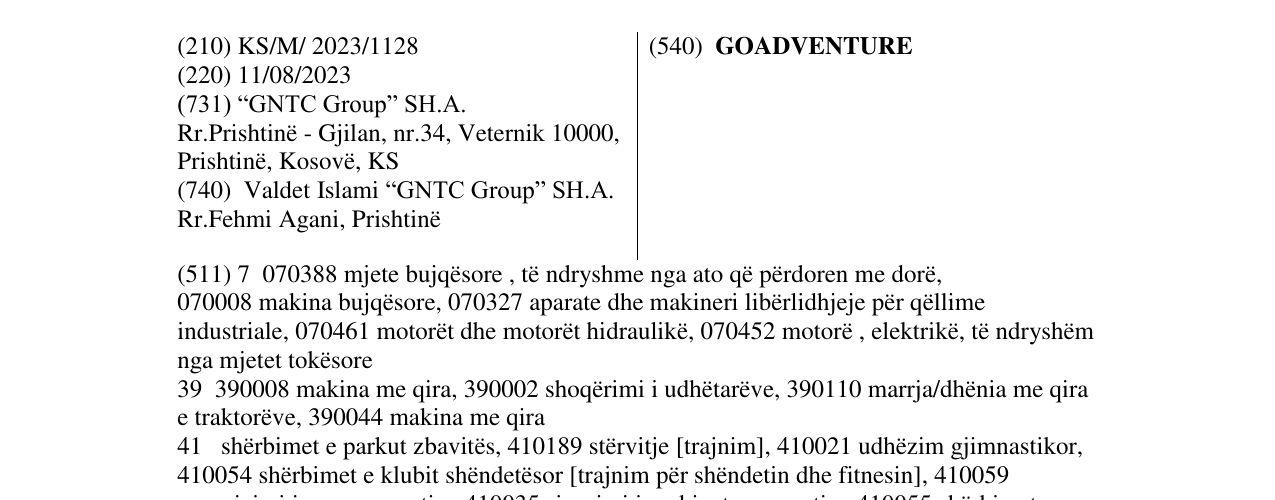 Zëri i markës GOADVENTURE në buletin