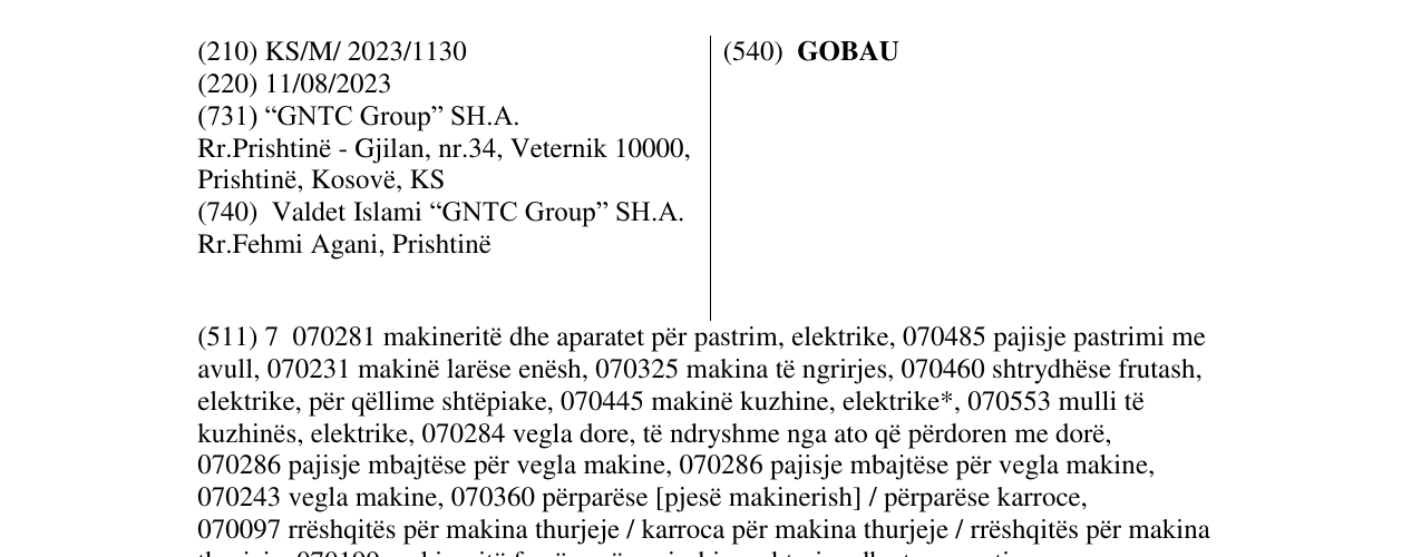Zëri i markës GOBAU në buletin