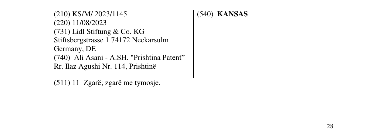 Zëri i markës KANSAS në buletin
