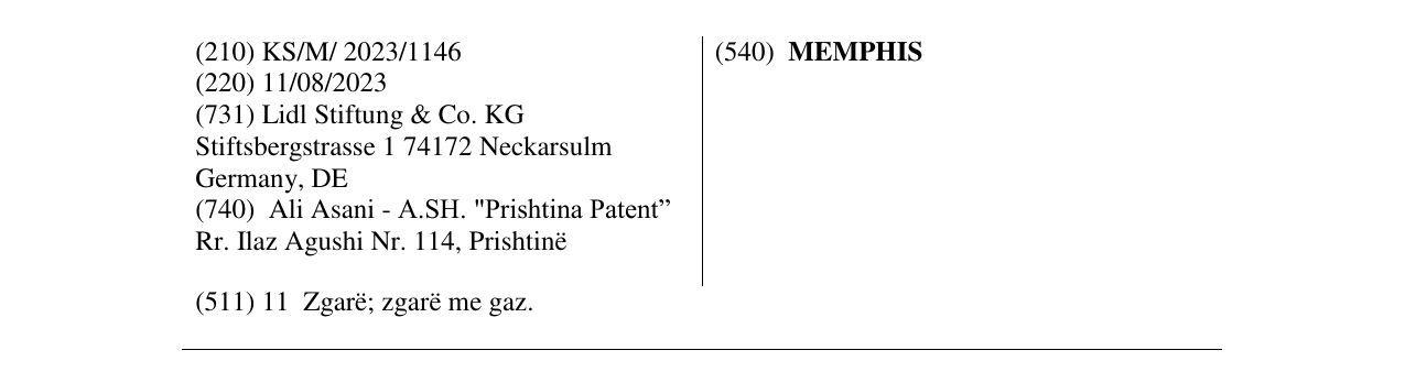 Zëri i markës MEMPHIS në buletin