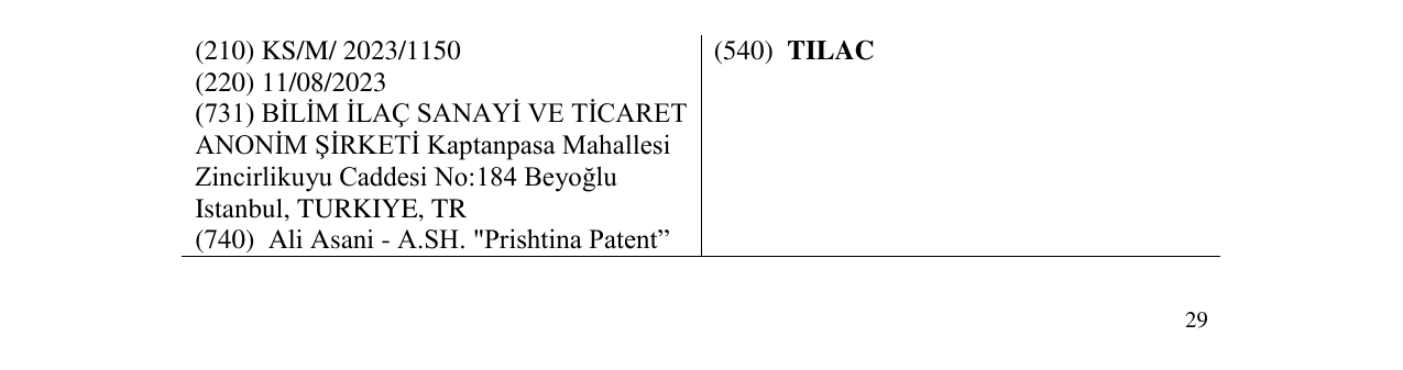 Zëri i markës TILAC në buletin