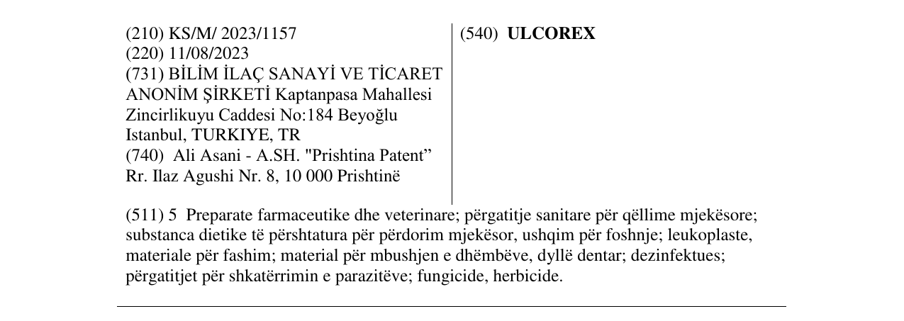 Zëri i markës ULCOREX në buletin
