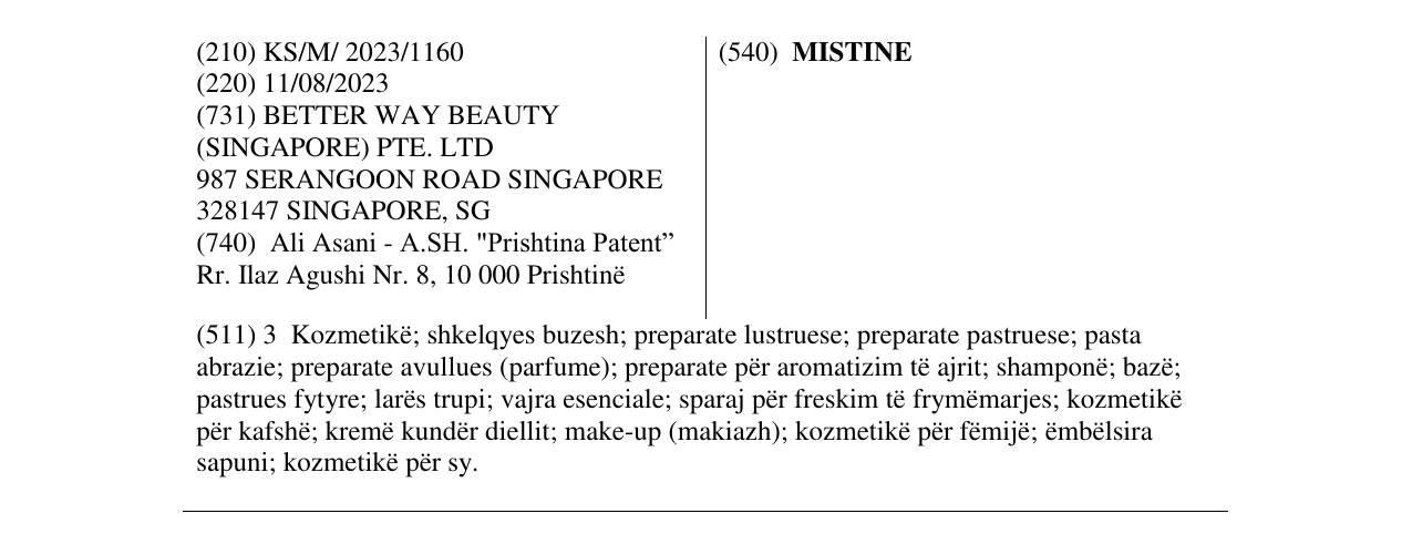 Zëri i markës MISTINE në buletin