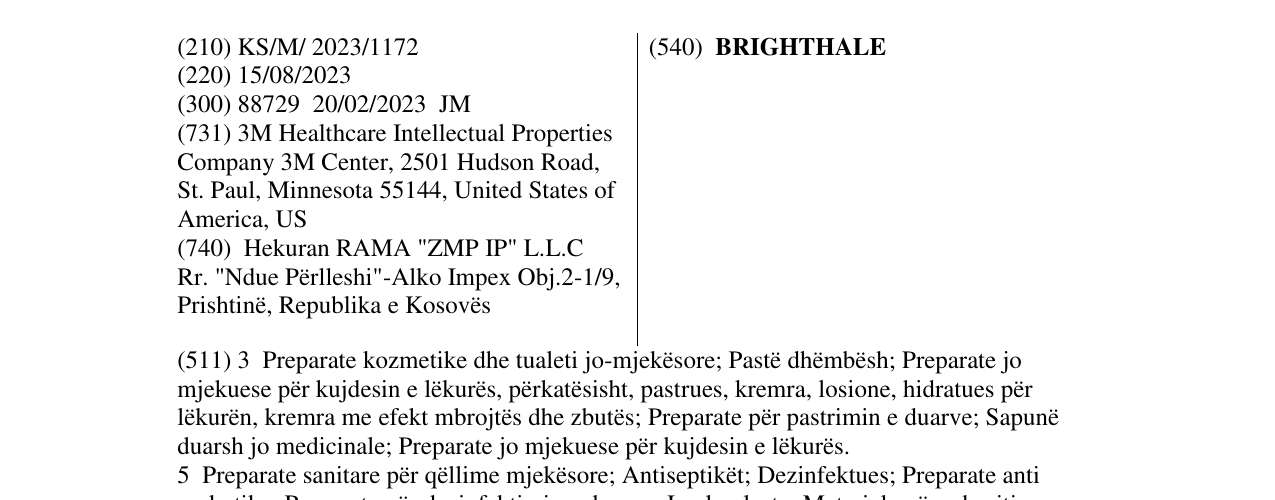 Zëri i markës BRIGHTHALE në buletin