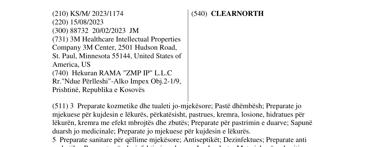 Zëri i markës CLEARNORTH në buletin