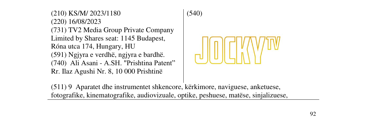 Zëri i markës JOCKY në buletin