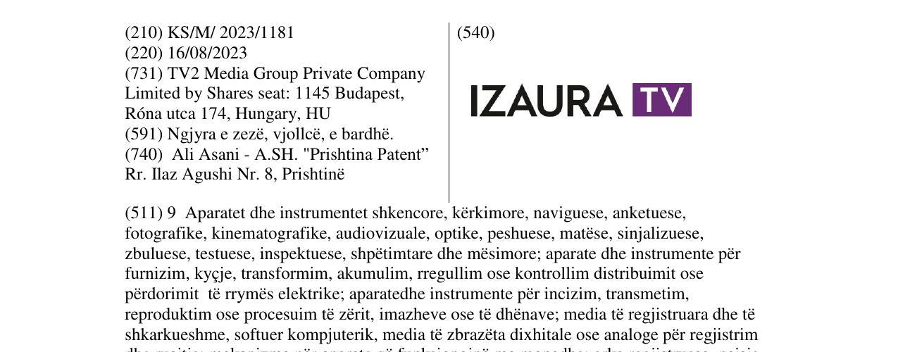 Zëri i markës IZAURA TV në buletin