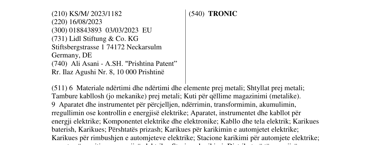 Zëri i markës TRONIC në buletin