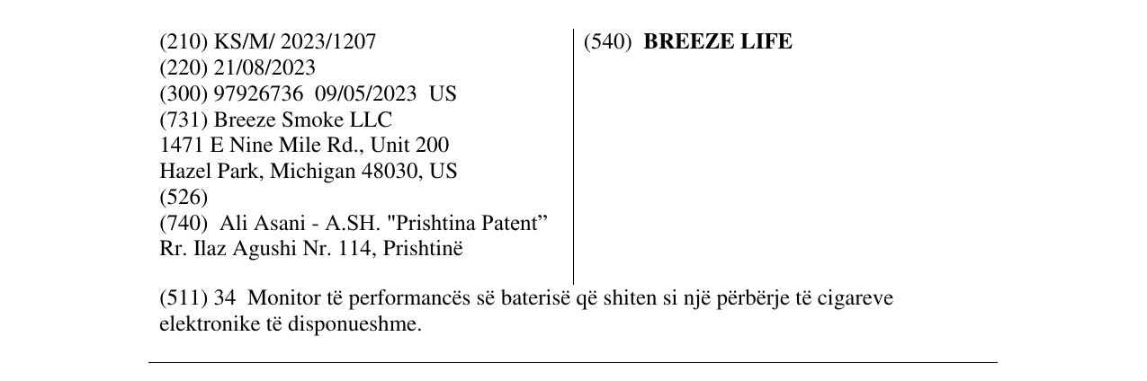 Zëri i markës BREEZE LIFE në buletin